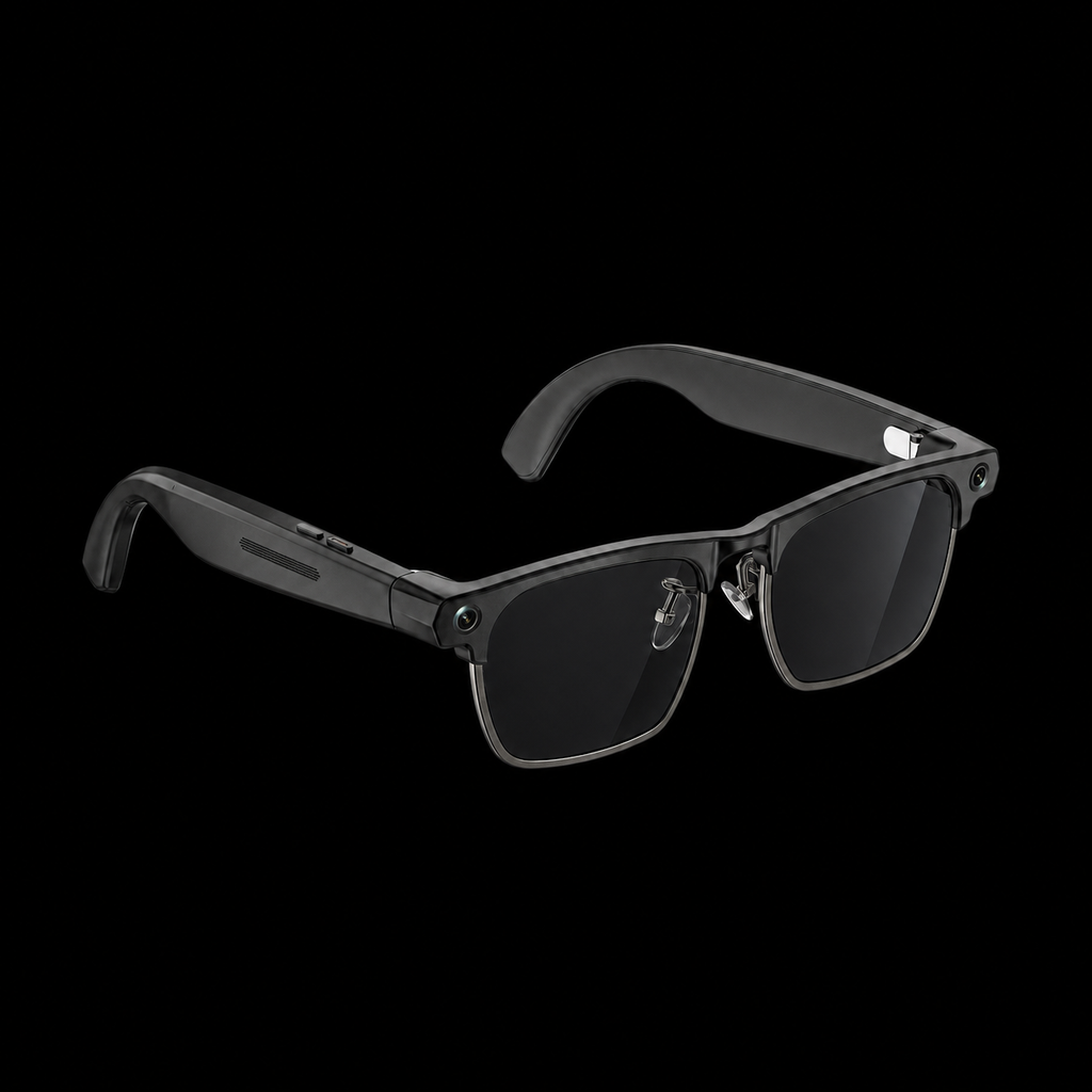Wodamo Smart Glasses G3 Black - dark lenses on black background